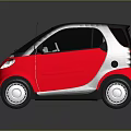 Red Small Compact Car With Black Roof And Modern Two Seater Design