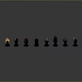 Character Head Models In Different Colors Styles Arranged On Gray Background With Reflections
