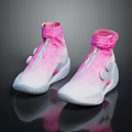 High top Pink Gradient Shoes With White Soles Zipper Closure And Circular Accents Design