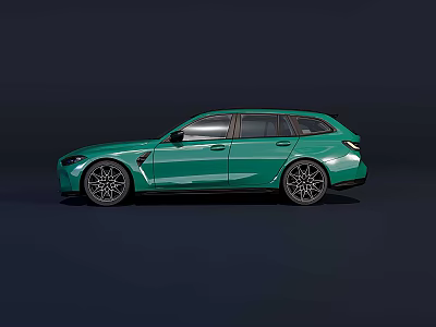 Green Sporty Station Wagon With Sleek Body Lines And Alloy Wheels 3d model