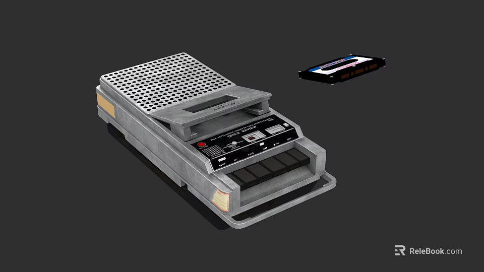 Vintage Cassette Tape Recorder With Classic Design And Audio Cassette 3d model 