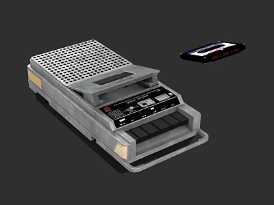 Vintage Cassette Tape Recorder With Classic Design And Audio Cassette 3d model