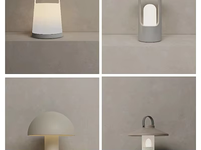 Minimalist Table Lamp Designs Featuring Mushroom Shade Dome Top And Sleek Profile For Home Interiors 3d model