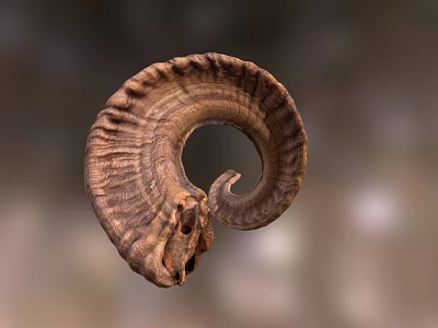 Detailed Ram Horn With Spiral Shape And Natural Texture Close Up 3d model