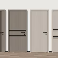 Modern Hinged Doors with Various Panel Designs and Wooden Texture for Interior Use 3d model