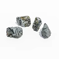 Four Gray Stone And Wood Pieces With Textured Surfaces On White Background