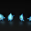Blue Water Drop Shaped Decorative Ornament Set With Smiling Faces And Cute Arms
