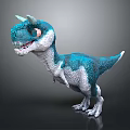 Cute Blue And White Dinosaur Character 3D Model With Small Horns And Friendly Expression