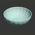 Artistic White Sculpture Bowl Carved With Wavy Edges And Smooth Reflective Surface