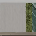 Modern TV Wall Design With White Vertical Stripes Green Plant Wall And Marble Accent