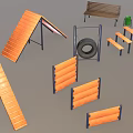 Wooden Playground Equipment With Ramps Benches Tires And Steps For Kids