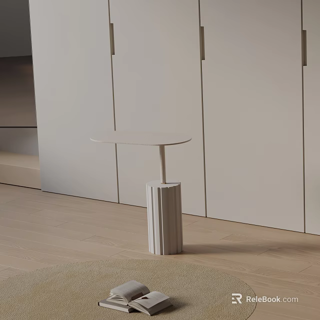 Minimalist Modern Living Room Interior With White Round Top Side Table And Cylindrical Base 3d model 