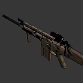 Camouflage Tactical Rifle With Scope And Tan Components For Military Operations