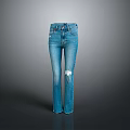 Stylish Blue Flared Jeans With Ripped Knee Details And Casual Fashion Look