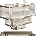 Modern Layered Crystal Chandelier With Ribbed Glass And Metal Frame Pendant Light