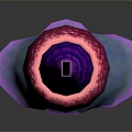 Pink Purple Toy Rocket With Black Circular Windows And Blue Red Base For Space