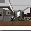 Modern Living Dining Room Interior With Open Concept Sofa Coffee Table And Wooden Floor