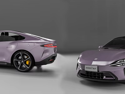 Vibrant Purple Inflatable Car Models Showcasing Side Profile and Front View Details 3d model