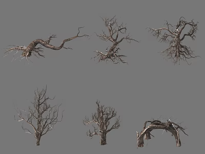 3D Rendered Dry Arbor Trees With Various Branch Root Structures And Shapes 3d model