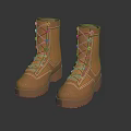 Brown High Top Boots with Lace Up Design Thick Durable Soles Casual Outdoor Workwear Style