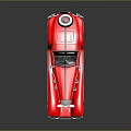 Shiny Red Vintage Convertible Car With Classic Design And Chrome Details On Black Reflective Surface