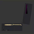 Elegant Gold Necklace With Decorative Pendant In Black Box Purple Lining