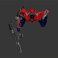 Red Blue Transformer Robot With Mechanical Armor Holding Weapon Standing Pose Design 3d model