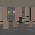Modern Open Office Interior With Large Windows Desk Chairs Bookshelves Green Plants And City View