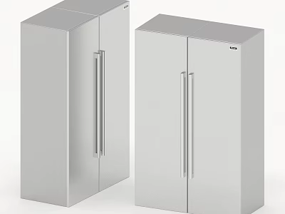Stainless Steel Double Door Refrigerators Home Appliances With Silver Finish Modern Design 3d model