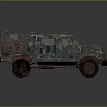 Camouflaged Military Vehicle with Armored Body and Heavy Duty Off Road Tires for Tactical Operations