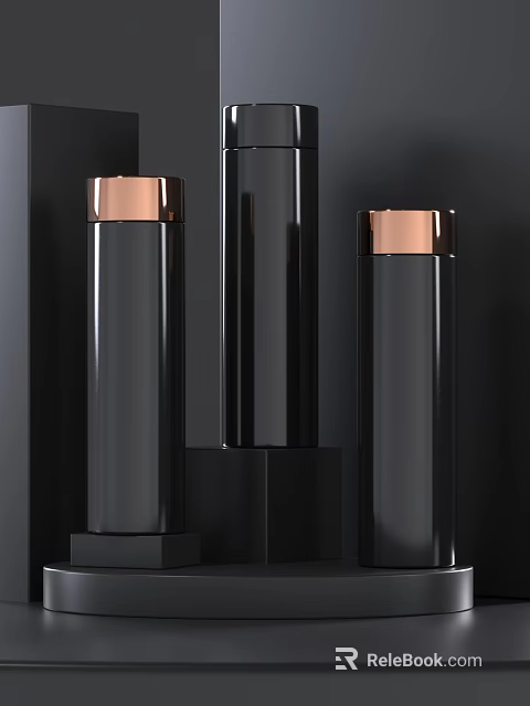 Stylish Black Living Goods With Copper Accents 3d model 