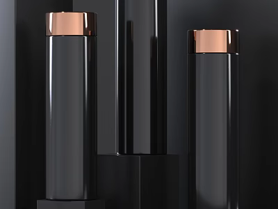 Stylish Black Living Goods With Copper Accents 3d model