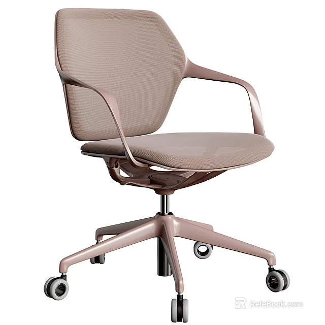 Modern Office Chair With Mesh Backrest Armrests And Rolling Wheels 3d model 