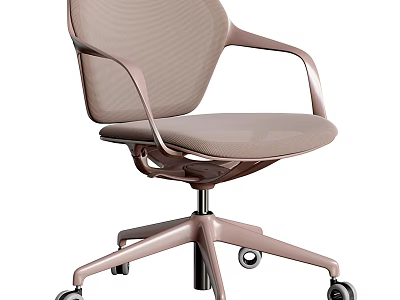 Modern Office Chair With Mesh Backrest Armrests And Rolling Wheels 3d model
