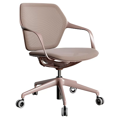 Modern Office Chair With Mesh Backrest Armrests And Rolling Wheels 3d model