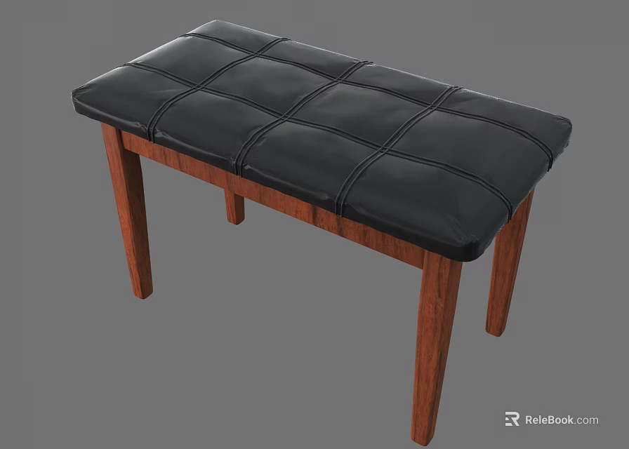 Modern Single Chair Design With Black Leather Tufted Cushion And Wooden Legs 3d model 