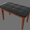 Modern Single Chair Design With Black Leather Tufted Cushion And Wooden Legs