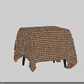 Brown Knitted Covered Stool With Textured Fabric Design For Home Furniture