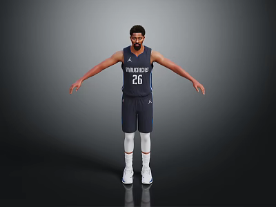 High Quality Blue Mavericks Basketball Jersey Shorts And White Athletic Sneakers Sports Equipment 3d model