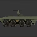 Green Armored Military Functional Vehicle With Multi Wheeled Design And Roof Turret