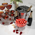 Modern wine rose champagne table jewelry group 3d model