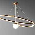 Elegant Modern Chandelier With Circular Metallic Frame And Illuminated Spherical Bulb