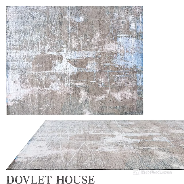 Modern Square Rug With Gray White Blue Abstract Textured Design For Interior Decor 3d model 