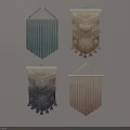 Different Colored Macramé Wall Hangings With Tassel And Chevron Patterns For Home Decor