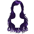 Purple Long Wavy Hair on Feminine Head Silhouette Showcasing Elegant Soft Curves