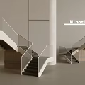 Minotii Modern Staircase Design With Glass Railings Wooden Steps And White Structure In Minimalist Interior