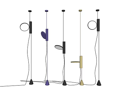 Modern Minimalist Pendant Lights With Various Shapes And Colorful Designs For Interior Decor 3d model