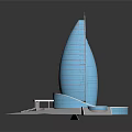 Modern Commercial Equipment Featuring Blue Transparent Tower Like Structure And Circular Base Platform 3d model