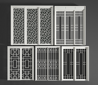 New Chinese-style sliding door 3d model