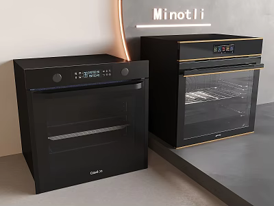 Modern Black Minotli Kitchen Appliances With Gold Accent And Digital 3d model